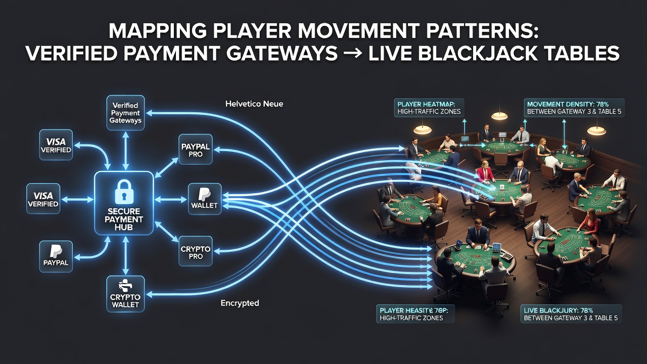 Heatmap-Diagramm der Spielerbewegungen über Payment-Gateways und Blackjack-Tische bei Tennisevents