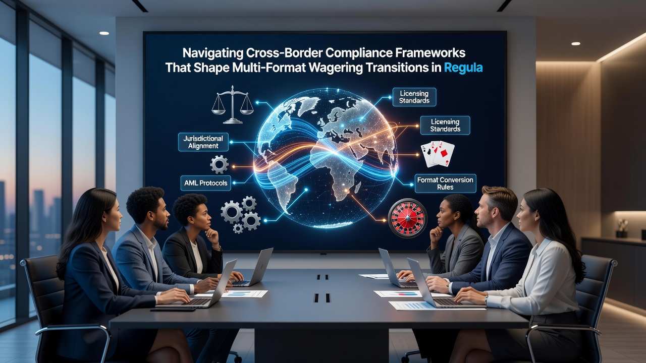 Illustration von Multi-Format-Wettplattformen mit Fokus auf Verifizierungs- und Compliance-Prozesse in regulierten Märkten