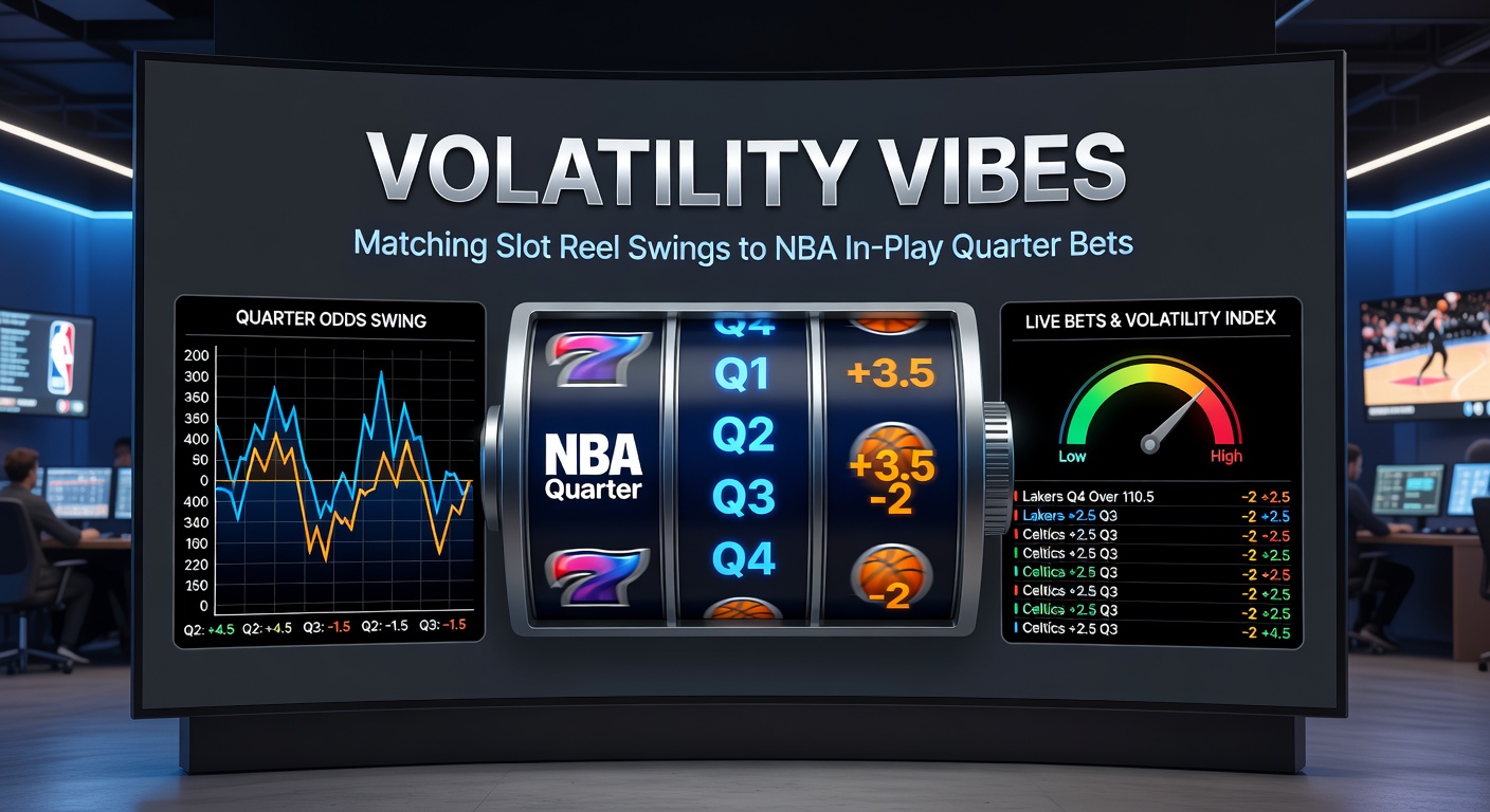 Vergleichstabelle von Slot-Volatilitätskurven neben NBA-Quartal-Punkteverläufen, mit markanten Peaks in der zweiten Hälfte